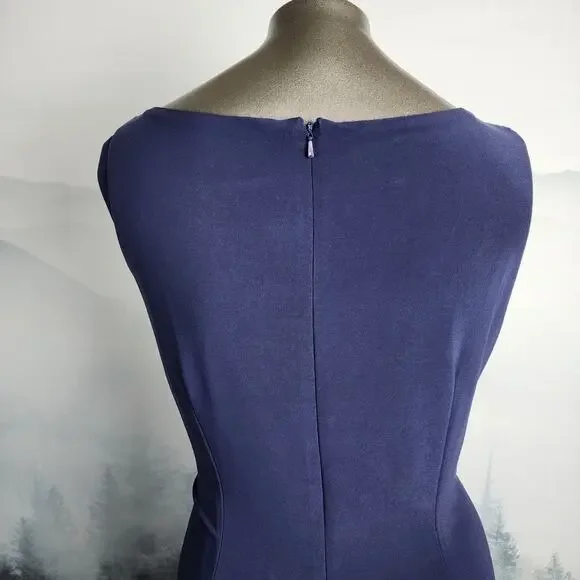 Anne Klein Sleeveless Lace Blue and White Sheath Dress | Women's 14 - Picture 9 of 15